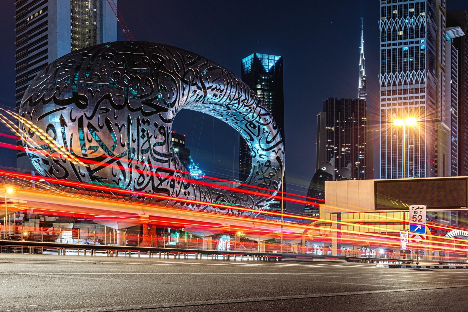 Dubai skyline illuminated during an evening study season