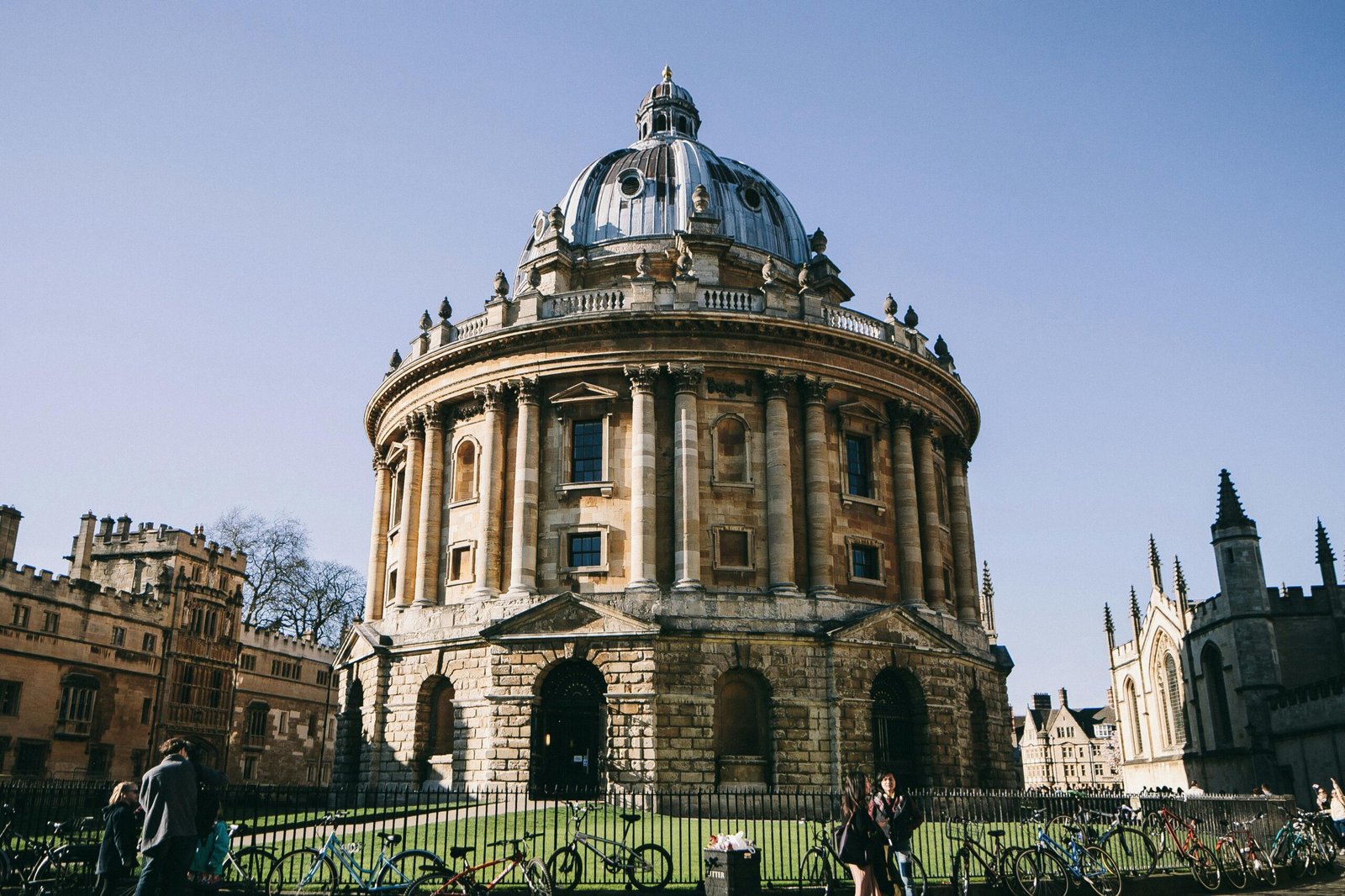 Radcliffe Camera at the University of Oxford beneath a clear blue sky